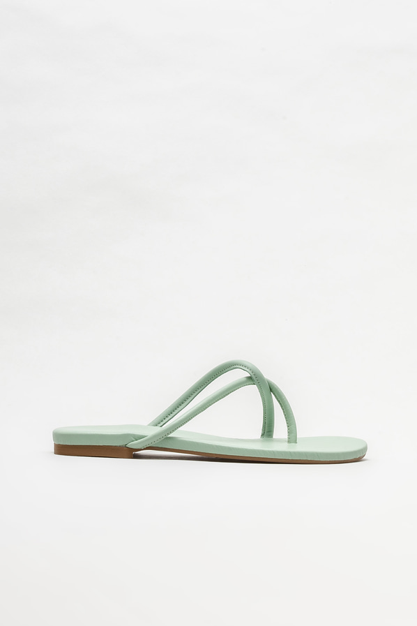 Mint yeşili deri kadın terlik - Elle Shoes