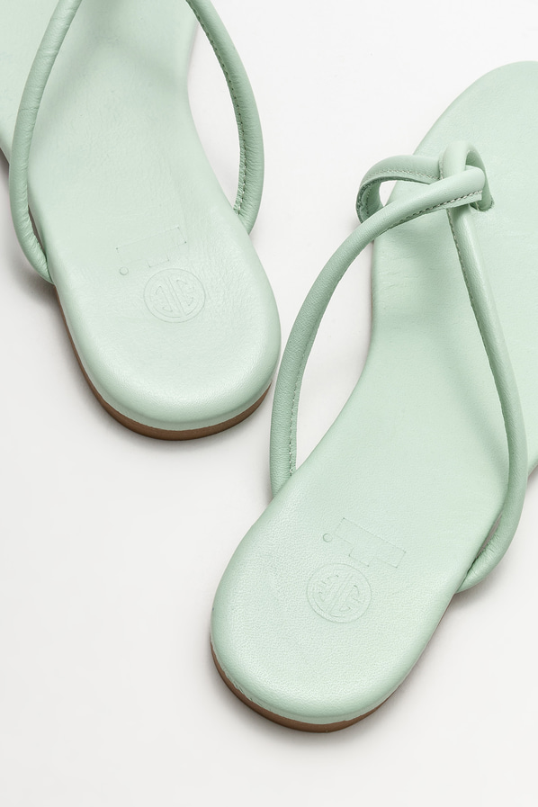 Mint yeşili deri kadın terlik - Elle Shoes