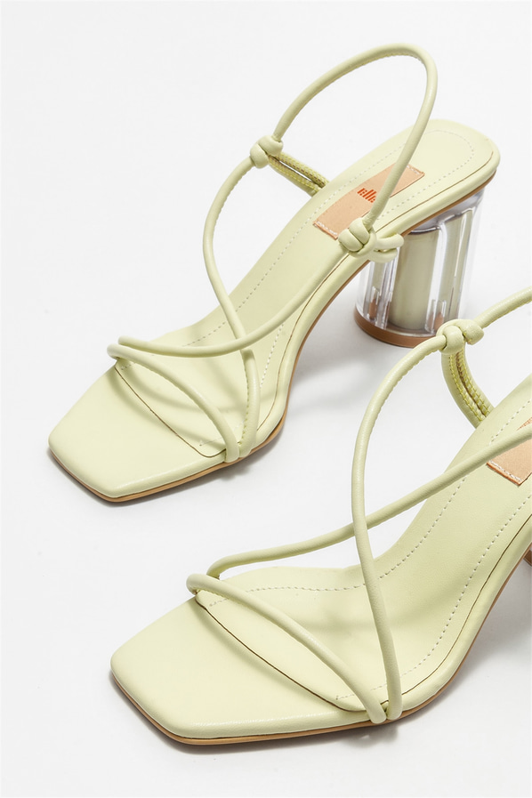 Mint yeşili topuklu kadın sandalet, günlük kullanım için - Elle Shoes