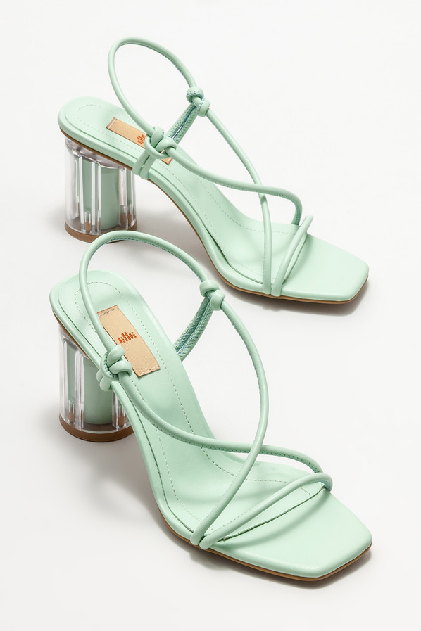Mint yeşili topuklu kadın sandalet - Elle Shoes