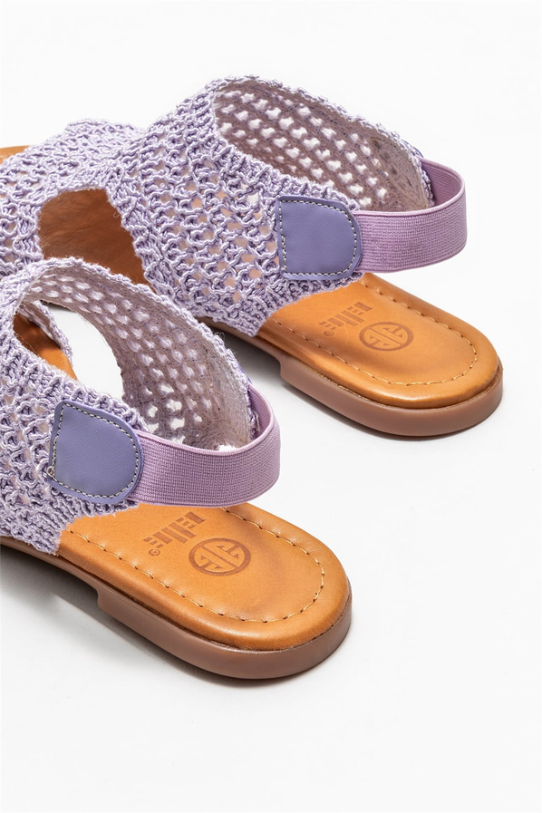 Mor simli düz kadın sandalet, rahat kullanım için - Elle Shoes