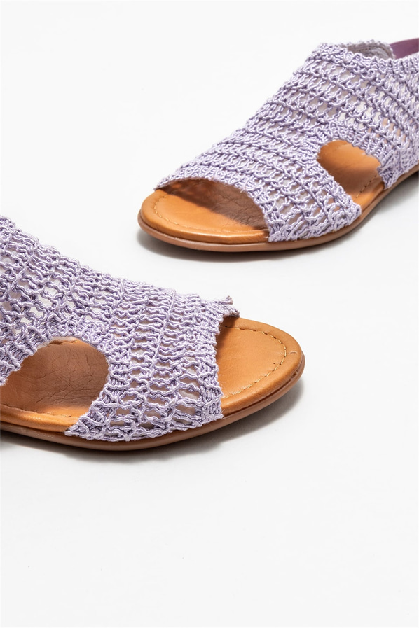 Mor simli düz kadın sandalet, rahat kullanım için - Elle Shoes