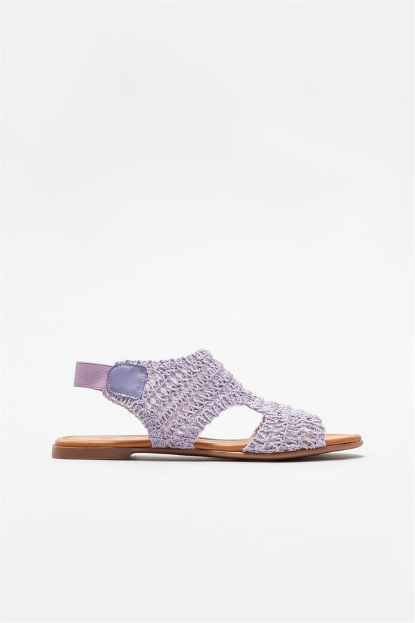 Mor simli düz kadın sandalet, rahat kullanım için - Elle Shoes