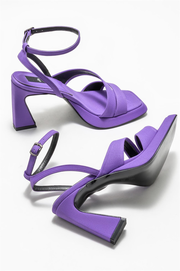 Mor topuklu kadın sandalet - Elle Shoes