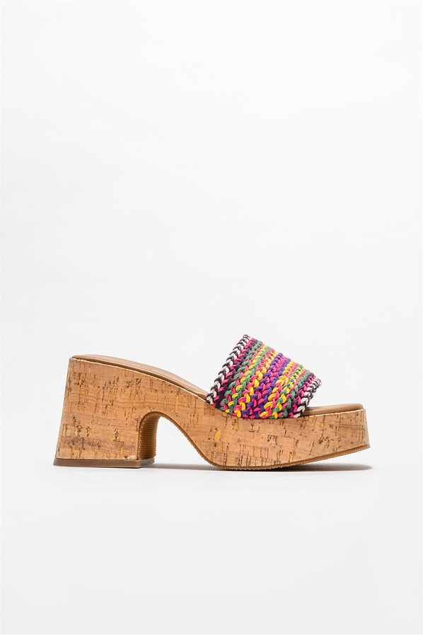 Mor topuklu kadın terlik - Elle Shoes