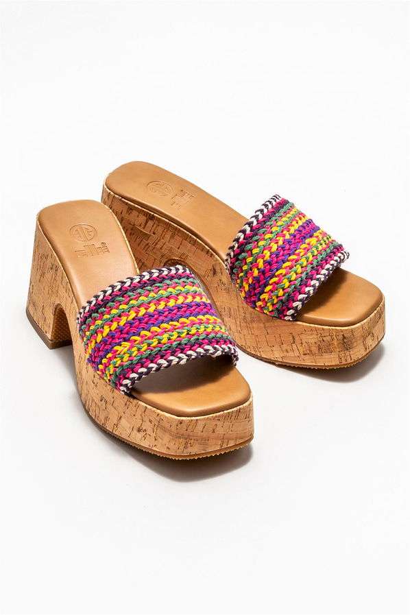 Mor topuklu kadın terlik - Elle Shoes