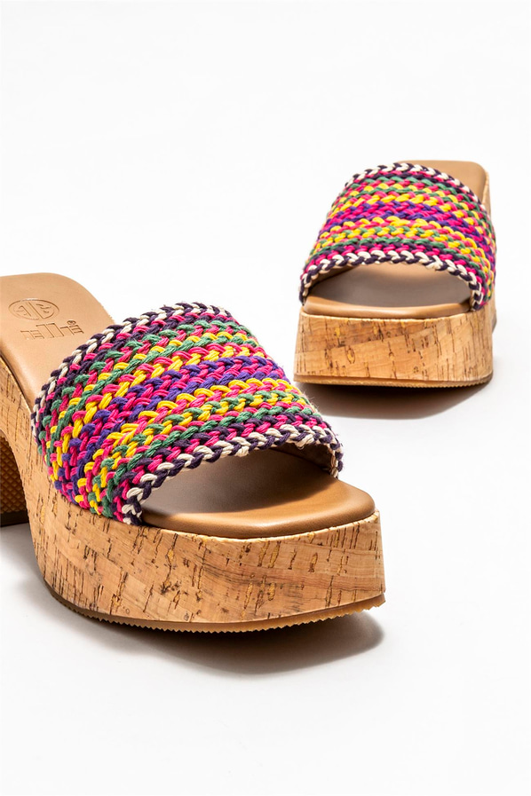 Mor topuklu kadın terlik - Elle Shoes