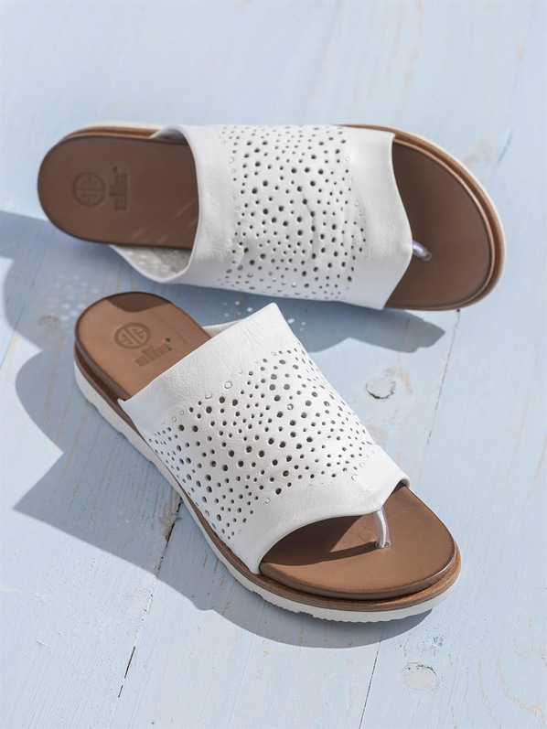 Beyaz kadın terlik - Elle Shoes