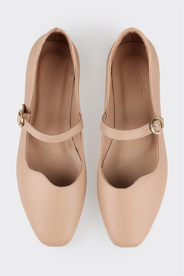 Naturel deri kadın babet - Elle Shoes