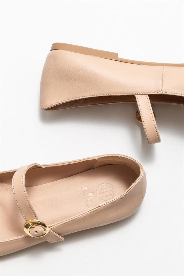Naturel deri kadın babet - Elle Shoes