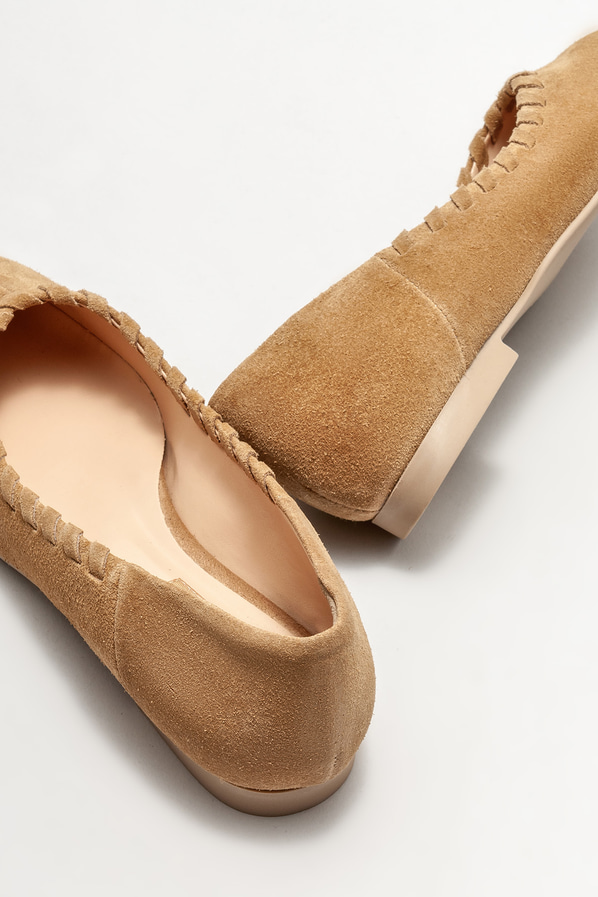 Naturel deri kadın babet - Elle Shoes