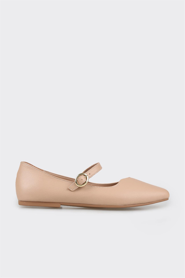 Naturel deri kadın babet - Elle Shoes