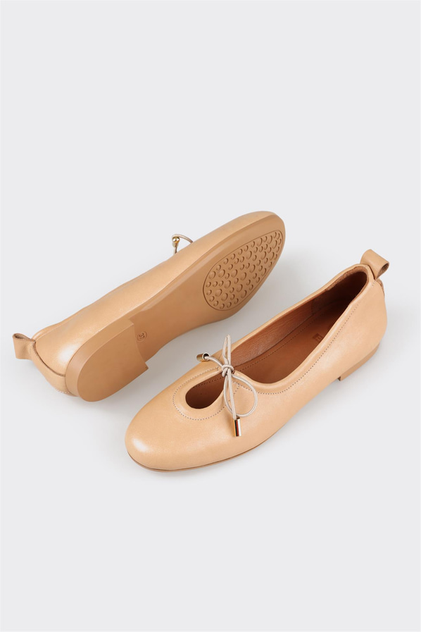 Naturel deri kadın babet - Elle Shoes