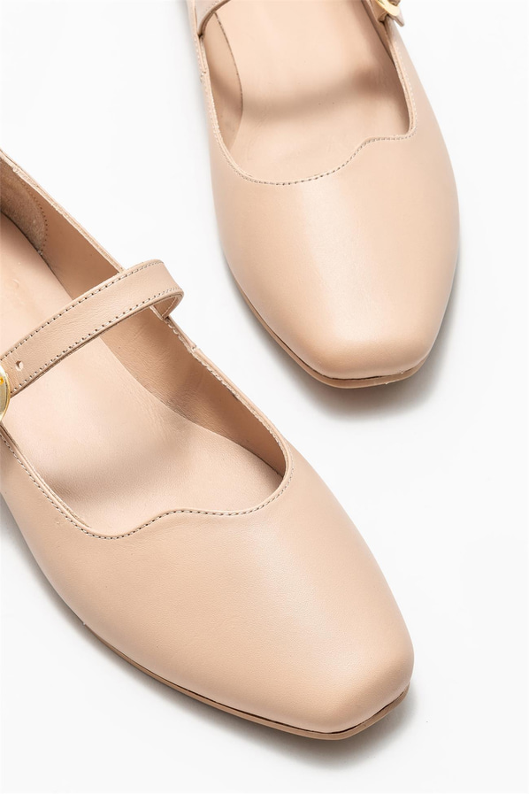 Naturel deri kadın babet - Elle Shoes
