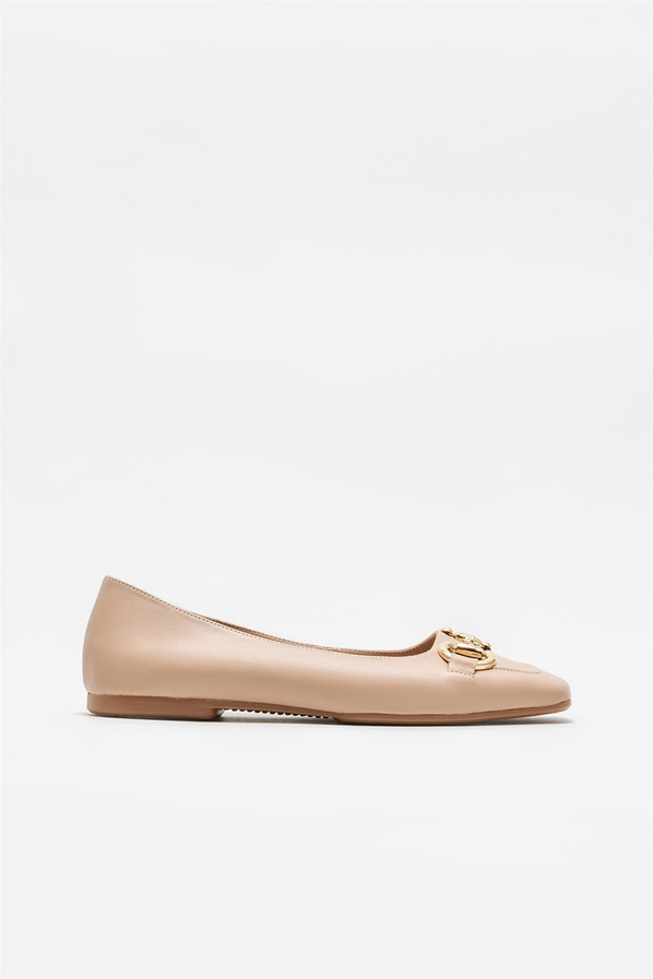 Naturel deri kadın babet - Elle Shoes