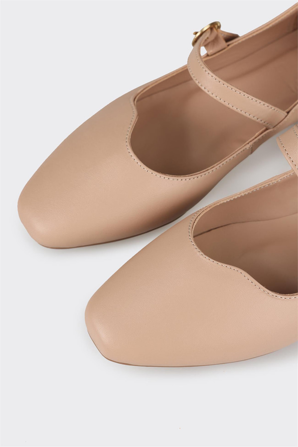 Naturel deri kadın babet - Elle Shoes