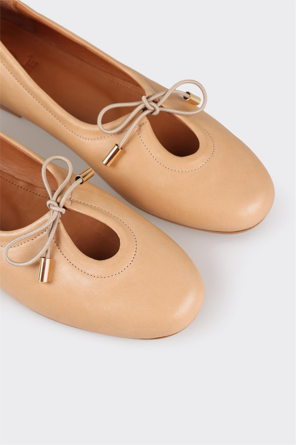 Naturel deri kadın babet - Elle Shoes