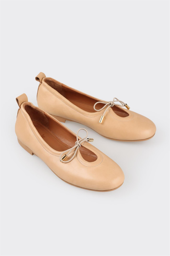 Naturel deri kadın babet - Elle Shoes
