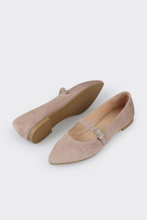 Naturel deri kadın babet - Elle Shoes