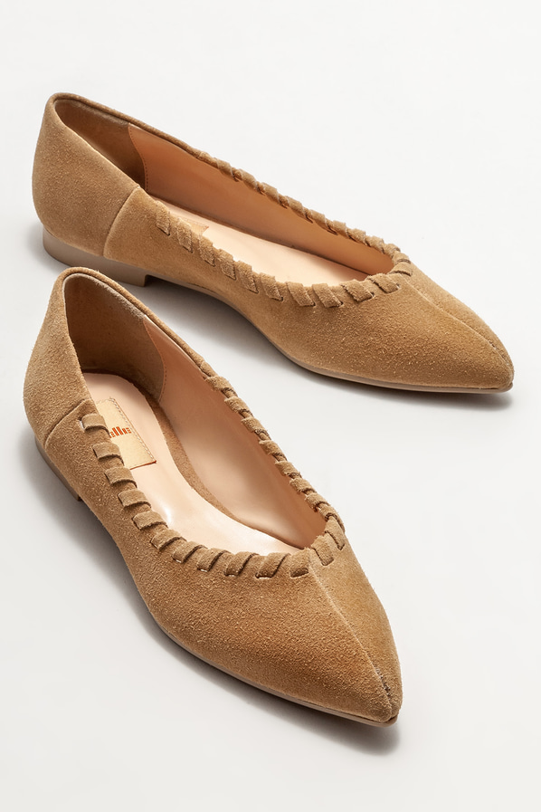 Naturel deri kadın babet - Elle Shoes