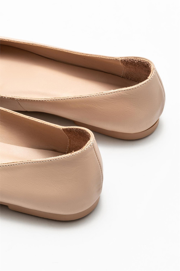 Naturel deri kadın babet - Elle Shoes