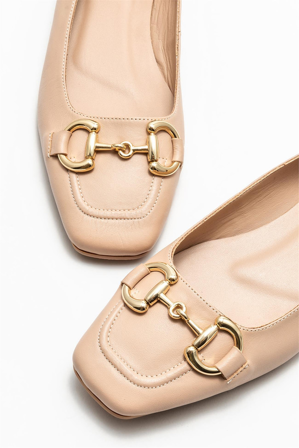 Naturel deri kadın babet - Elle Shoes