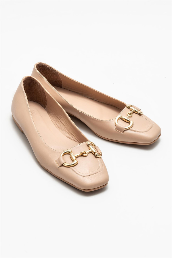 Naturel deri kadın babet - Elle Shoes