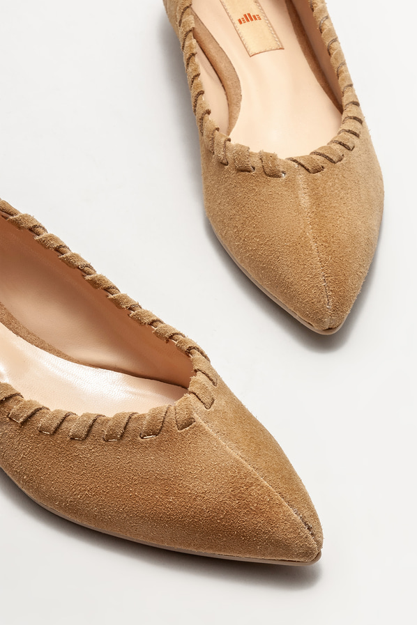 Naturel deri kadın babet - Elle Shoes