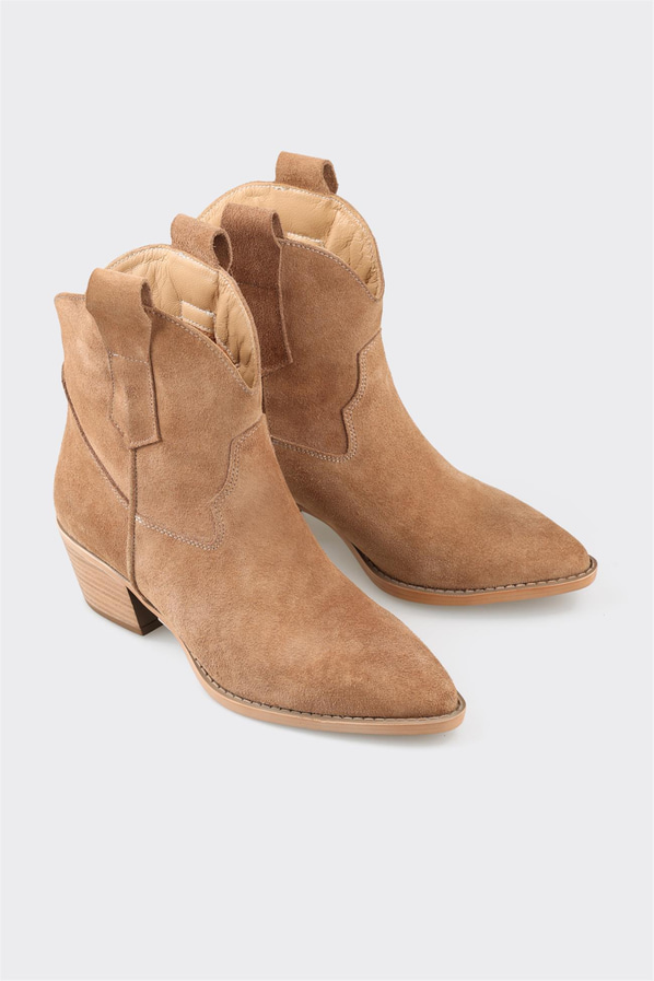Naturel deri kadın bot - Elle Shoes