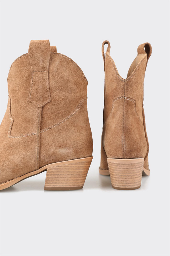 Naturel deri kadın bot - Elle Shoes