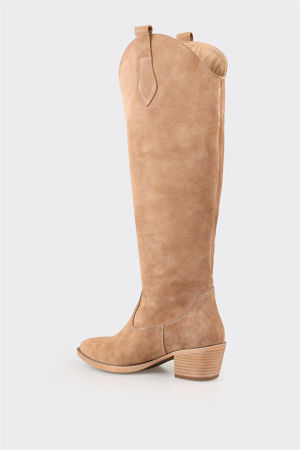 Naturel deri kadın çizme - Elle Shoes