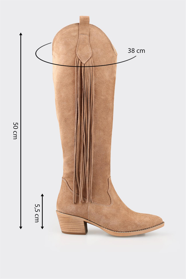 Naturel deri kadın çizme - Elle Shoes