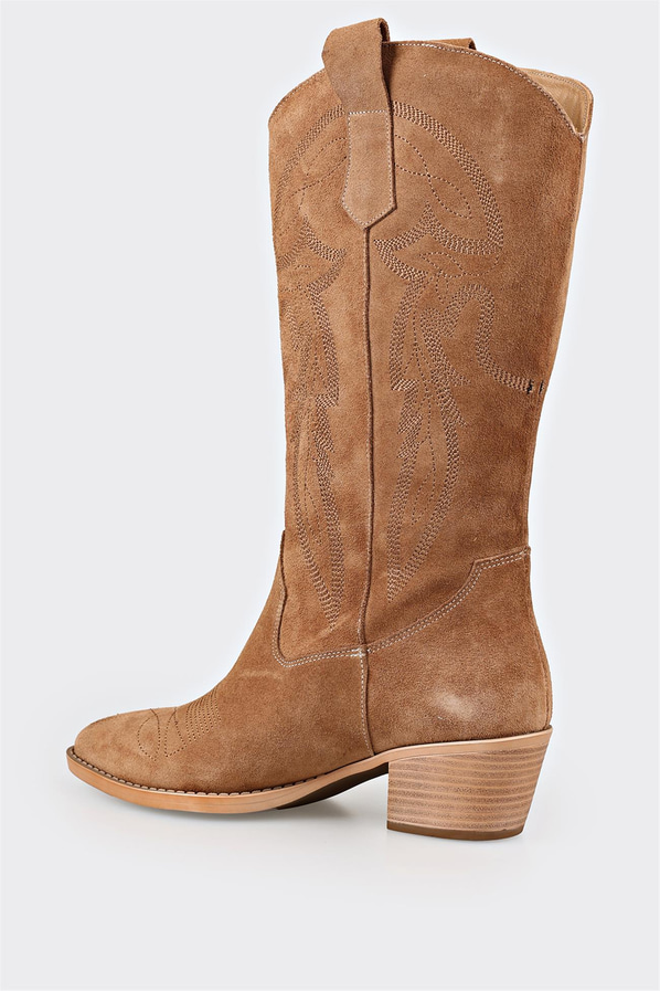 Naturel deri kadın çizme - Elle Shoes