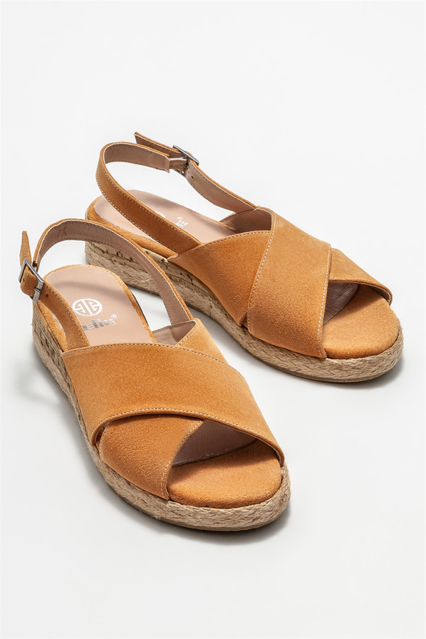 Naturel deri kadın espadril - Elle Shoes