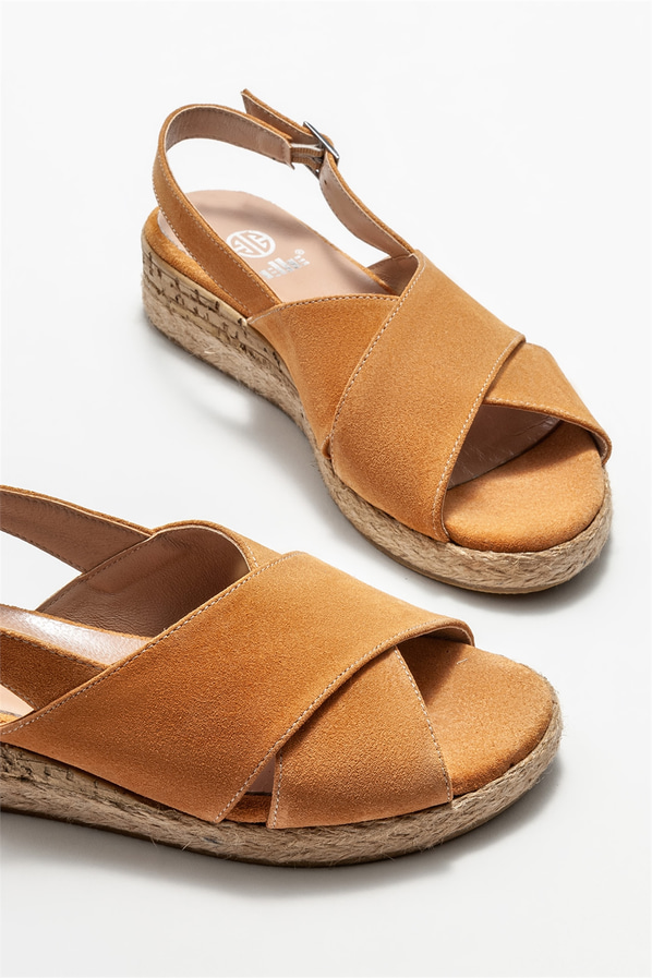 Naturel deri kadın espadril - Elle Shoes