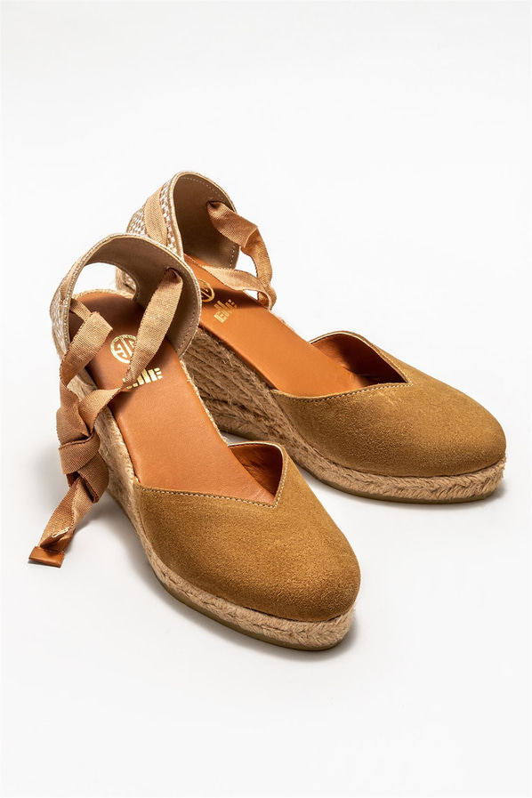 Naturel deri kadın espadril - Elle Shoes
