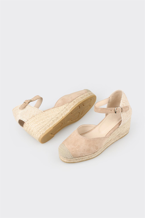 Naturel deri kadın espadril - Elle Shoes
