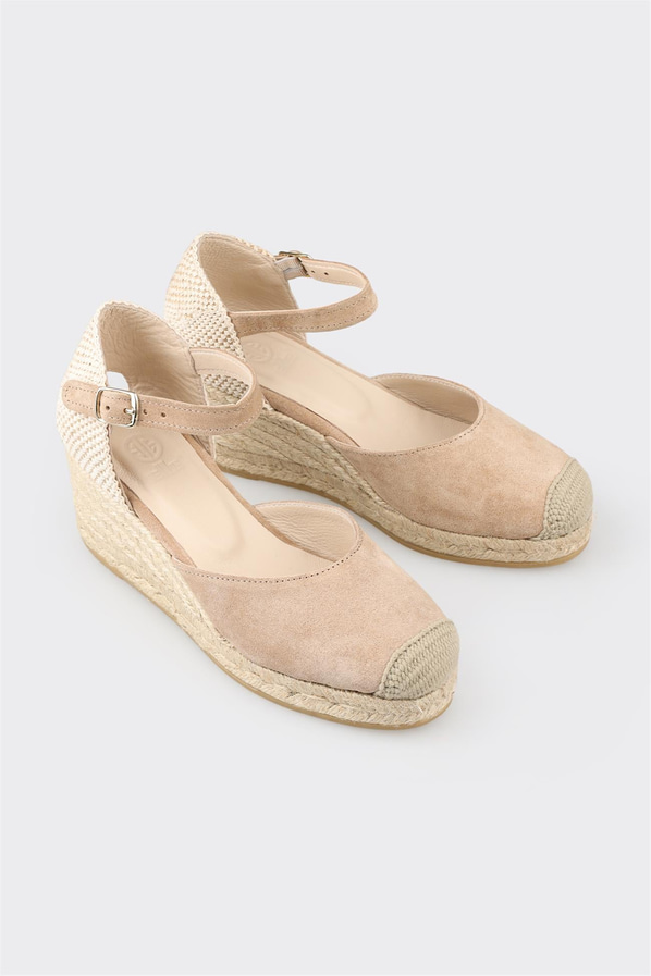 Naturel deri kadın espadril - Elle Shoes