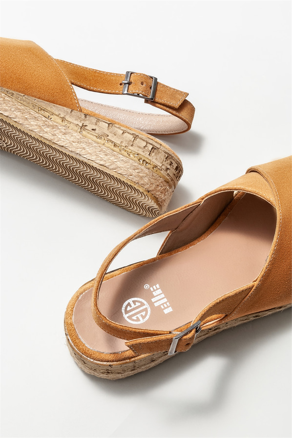 Naturel deri kadın espadril - Elle Shoes