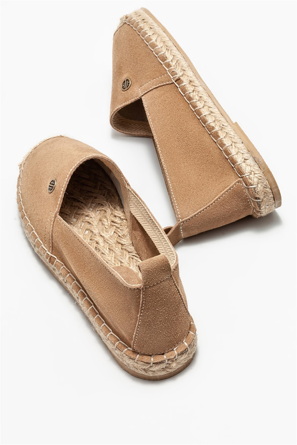 Naturel deri kadın espadril - Elle Shoes