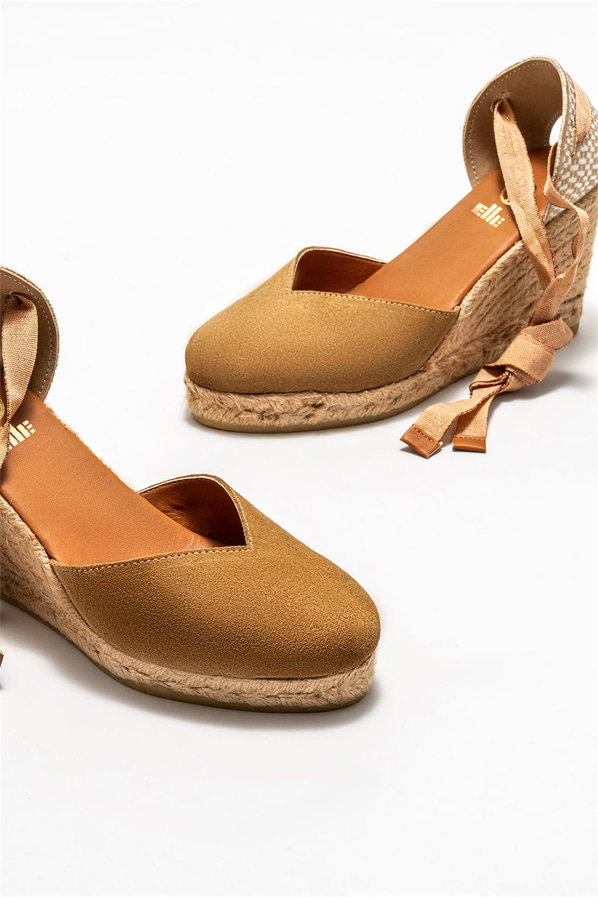 Naturel deri kadın espadril - Elle Shoes