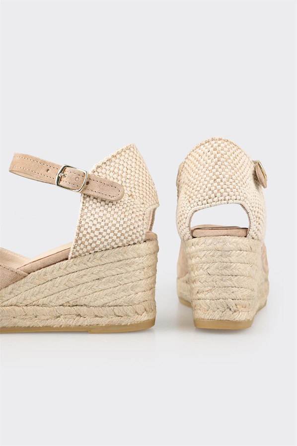 Naturel deri kadın espadril - Elle Shoes