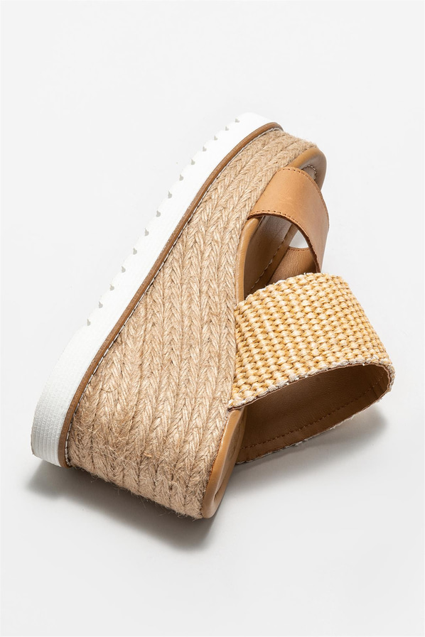 Naturel deri kadın espadril - Elle Shoes