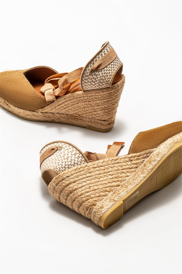 Naturel deri kadın espadril - Elle Shoes