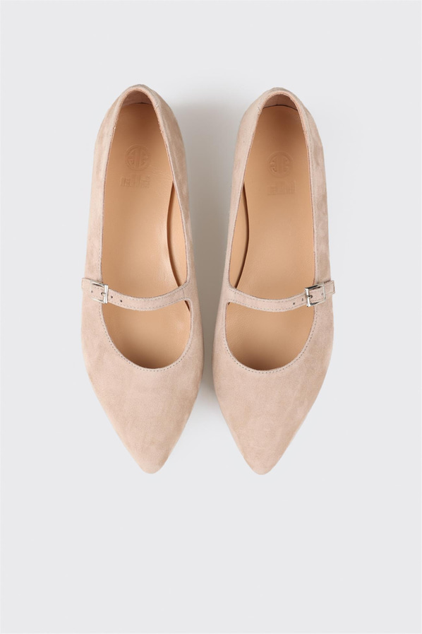 Naturel deri kadın babet, günlük kullanım için - Elle Shoes