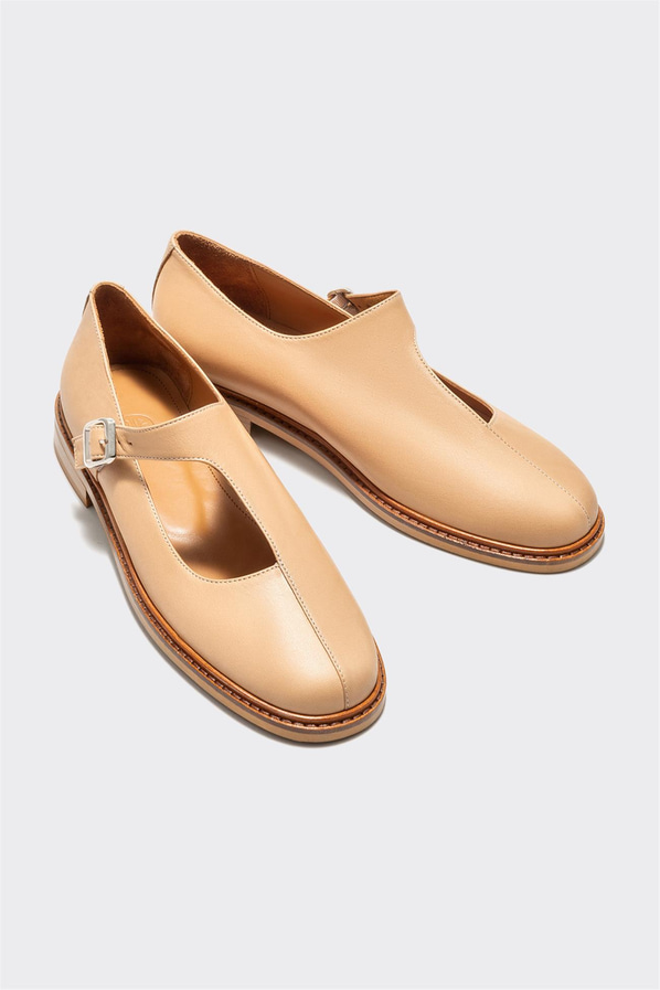 Naturel deri kadın düz ayakkabı, günlük kullanım için - Elle Shoes