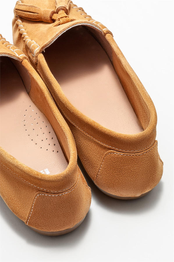 Naturel deri kadın günlük ayakkabı, günlük kullanım için - Elle Shoes