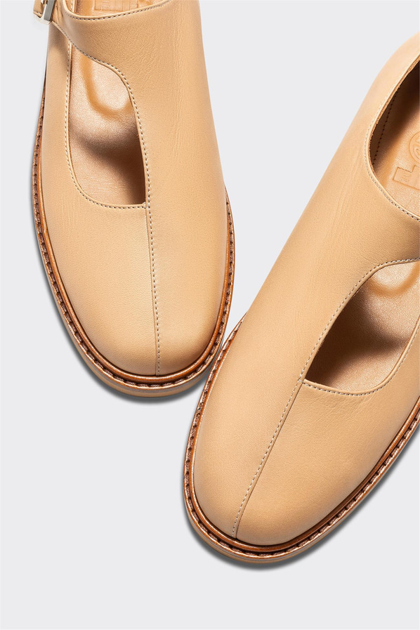 Naturel deri kadın düz ayakkabı, günlük kullanım için - Elle Shoes