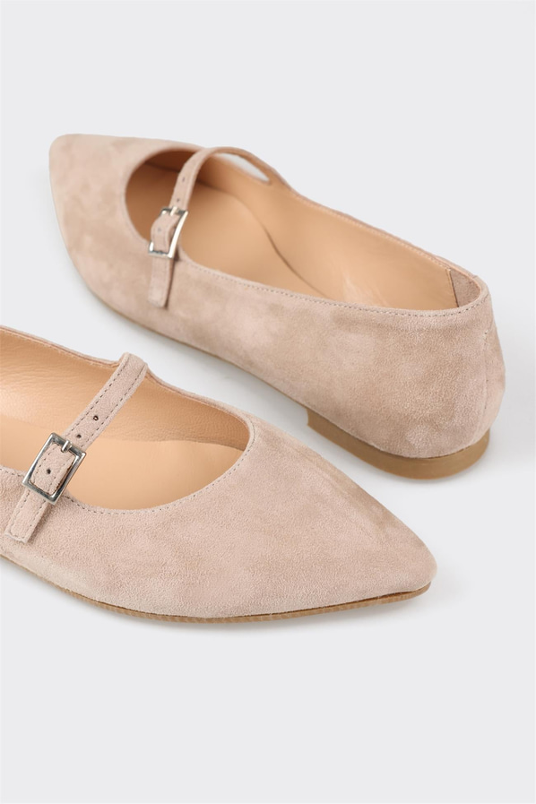 Naturel deri kadın babet, günlük kullanım için - Elle Shoes