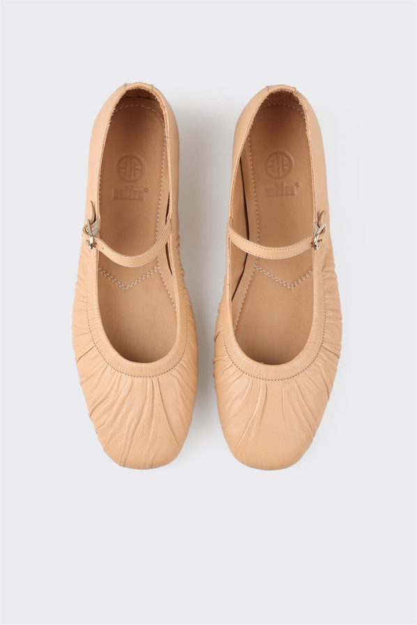 Naturel deri kadın babet, günlük kullanım için - Elle Shoes